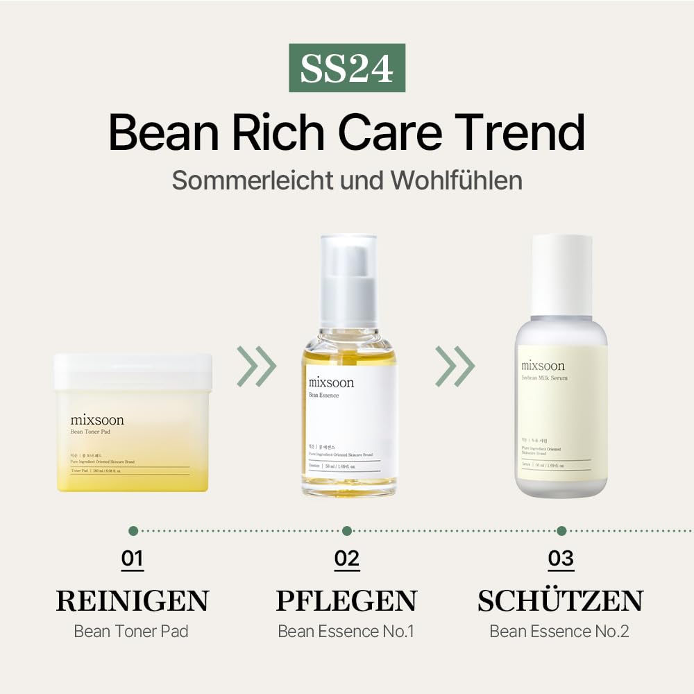 mixsoon Bean Essence 50ml Serum - Feuchtigkeitsspendend - Essenz-Serum für natürliche Haut, 50 ml