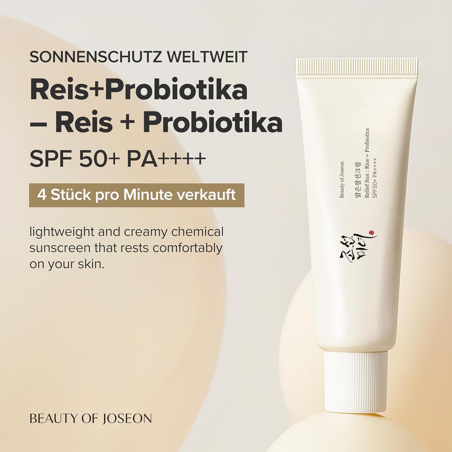Beauty of Joseon Relief Sun Schutzcreme Rice + Probiotics SPF50+ PA++++ 50 ml