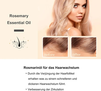 Rosmarinöl mit Silikonbürste für Haare und Kopfhaut, für Gesundes Haarwachstum, 100% Naturreines Ätherisches Rosmarin Öl für Hautpflege