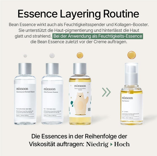 mixsoon Bean Essence 50ml Serum - Feuchtigkeitsspendend - Essenz-Serum für natürliche Haut, 50 ml