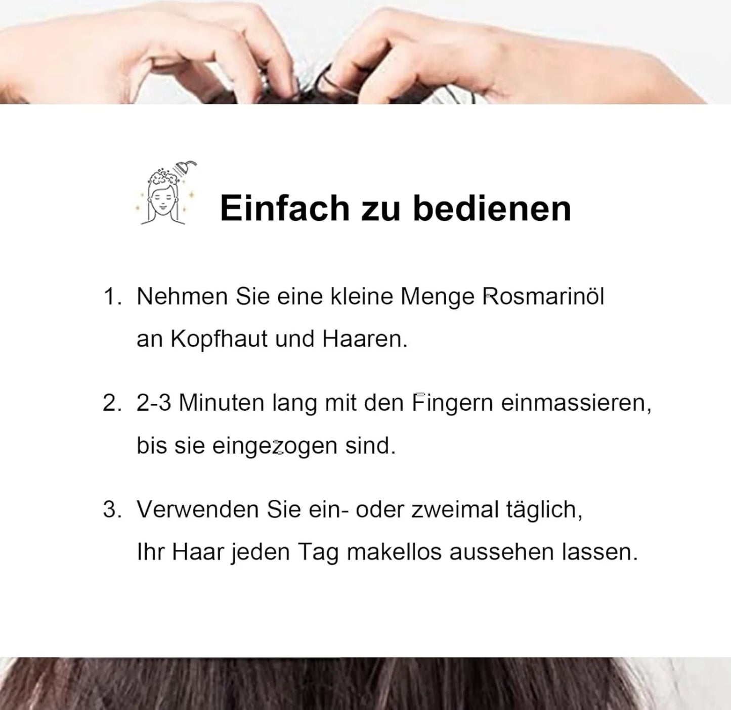 Rosmarinöl mit Silikonbürste für Haare und Kopfhaut, für Gesundes Haarwachstum, 100% Naturreines Ätherisches Rosmarin Öl für Hautpflege
