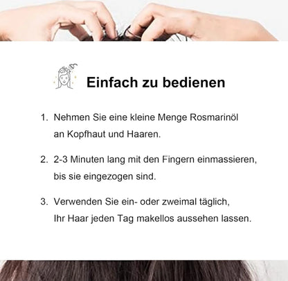 Rosmarinöl mit Silikonbürste für Haare und Kopfhaut, für Gesundes Haarwachstum, 100% Naturreines Ätherisches Rosmarin Öl für Hautpflege