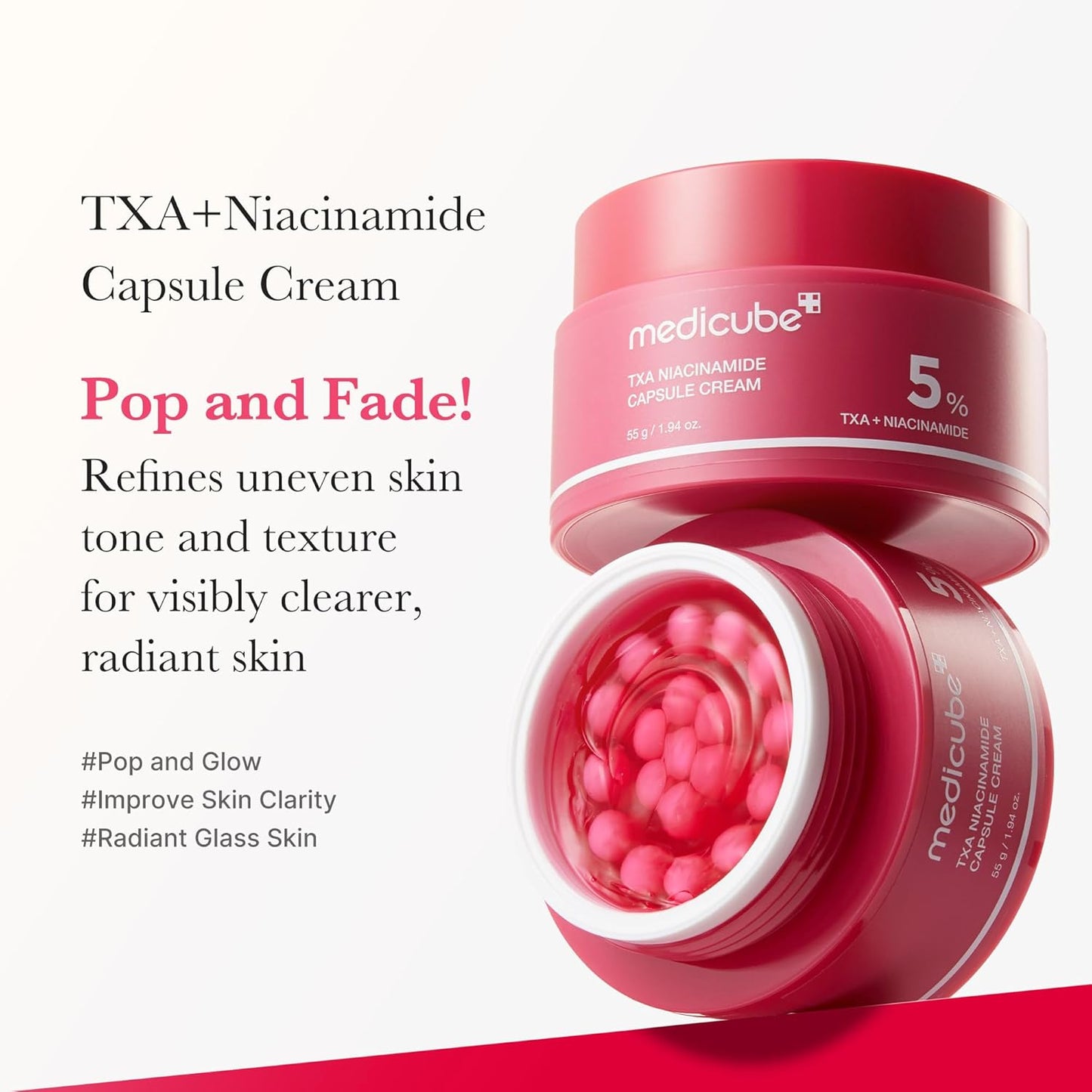Medicube TXA Niacinamide Capsule Cream 55 g – 2-Phasen-Kapselcreme gegen ungleichmäßigen Hautton mit TXA, Niacinamid, Hyaluron & Ceramiden