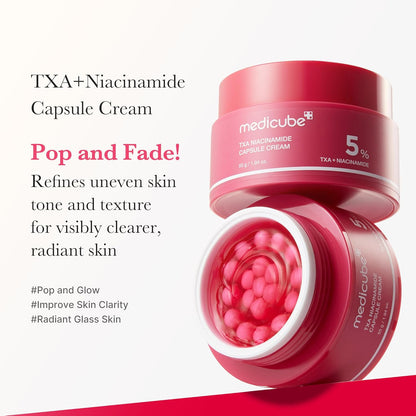 Medicube TXA Niacinamide Capsule Cream 55 g – 2-Phasen-Kapselcreme gegen ungleichmäßigen Hautton mit TXA, Niacinamid, Hyaluron & Ceramiden