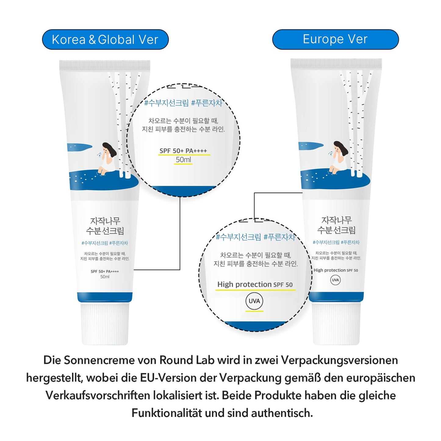 Round Lab Birch Juice Bräunungscreme Moisturizing Sun Cream SPF50+ PA++++ 50 ml