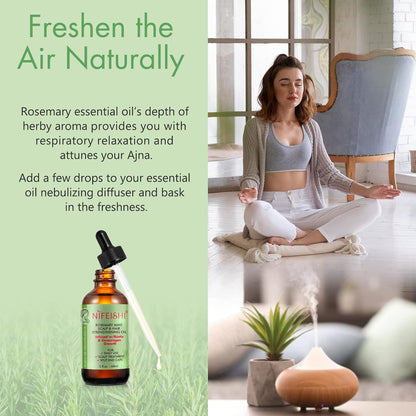Nifeishi Rosmarinöl Haare und Silikon Kopfhaut Massagebürste, Rosemary Oil for Hair, Stärkendes Öl für Gesundes Haarwachstum