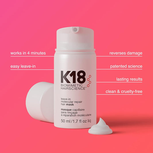 K18 Leave-In Molecular Repair Hair Mask Pflege ohne Spülung für sehr trockenes und geschädigtes Haar 50 ml