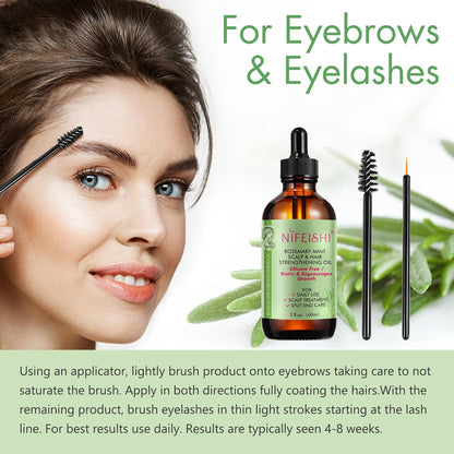 Nifeishi Rosmarinöl Haare und Silikon Kopfhaut Massagebürste, Rosemary Oil for Hair, Stärkendes Öl für Gesundes Haarwachstum
