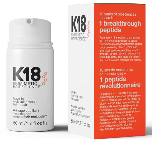 K18 Leave-In Molecular Repair Hair Mask Pflege ohne Spülung für sehr trockenes und geschädigtes Haar 50 ml