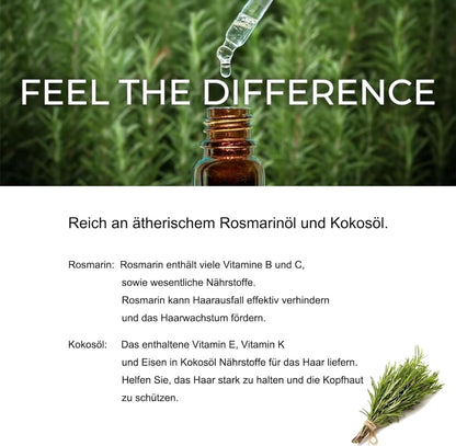 Rosmarinöl mit Silikonbürste für Haare und Kopfhaut, für Gesundes Haarwachstum, 100% Naturreines Ätherisches Rosmarin Öl für Hautpflege